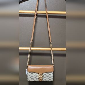 Michael Kors Brown and Cream Crossbody Bag